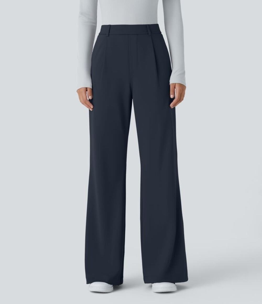 Halara Flex DayStretch High Waisted Pocket Work Flare Pants in Midnight Blue XL